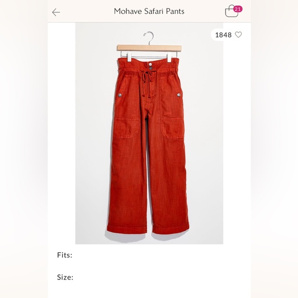Free People Mohave Safari Pants - Size 14 - Picture 3 of 3